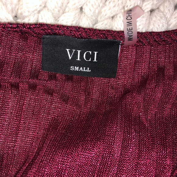 VICI Luxurious shimmer burgundy tie dress - Picture 10 of 12